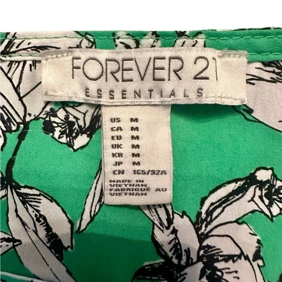 Forever 21 Essentials Long Sleeve Floral Top Womens Size Medium - Green - Picture 2 of 3
